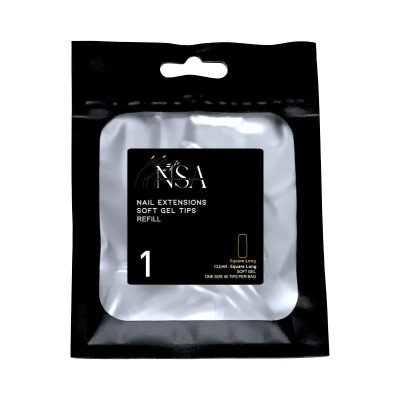 Soft Gel Tips Individual Refill Sizes 50pcs - Square