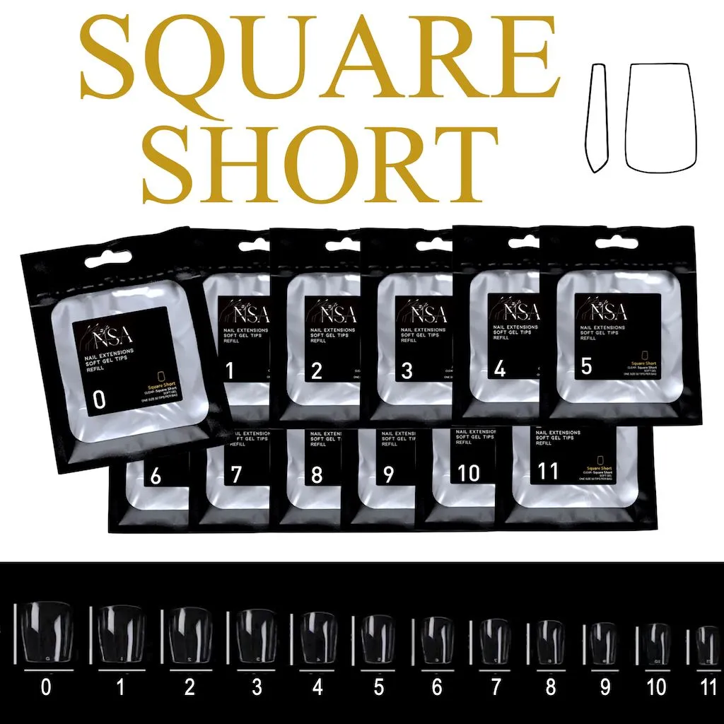 Soft Gel Tips Individual Refill Sizes 50pcs - Square