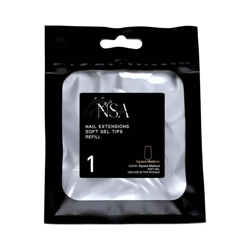 Soft Gel Tips Individual Refill Sizes 50pcs - Square