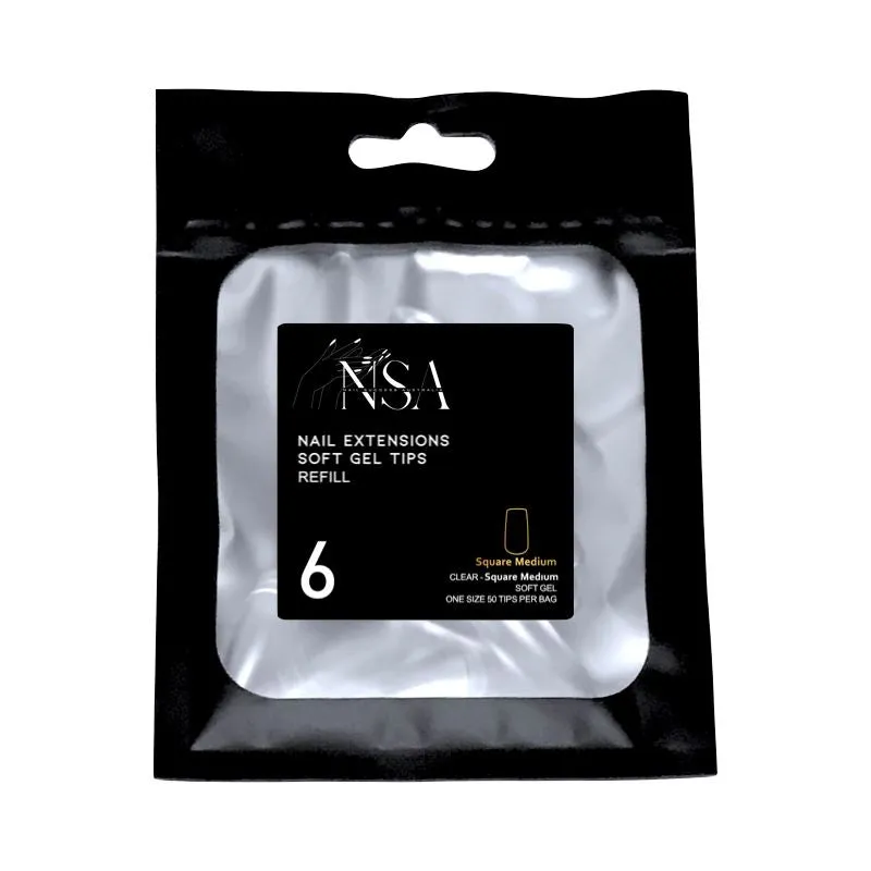Soft Gel Tips Individual Refill Sizes 50pcs - Square