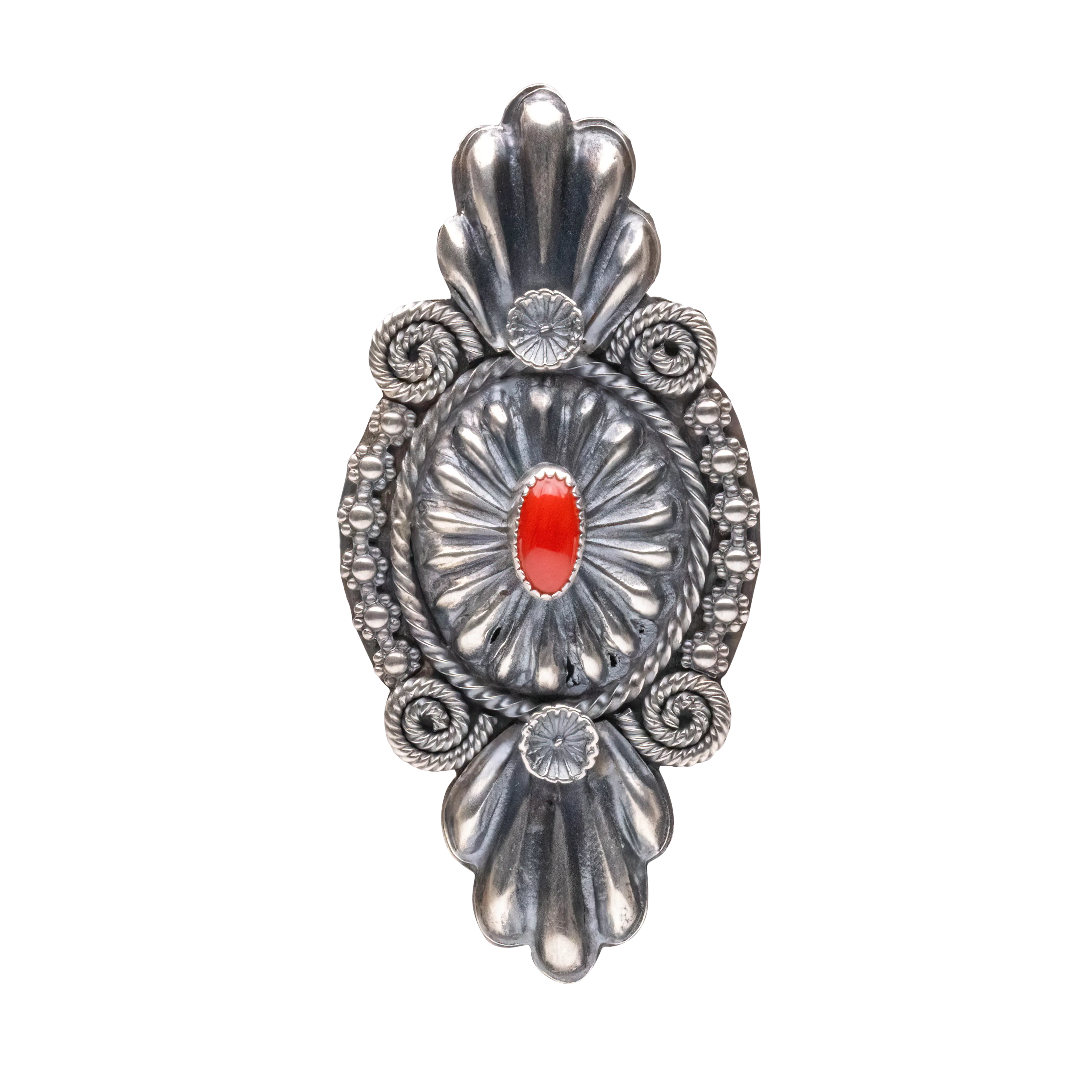 Sterling Silver with Coral Detail Ring | Hemerson Brown