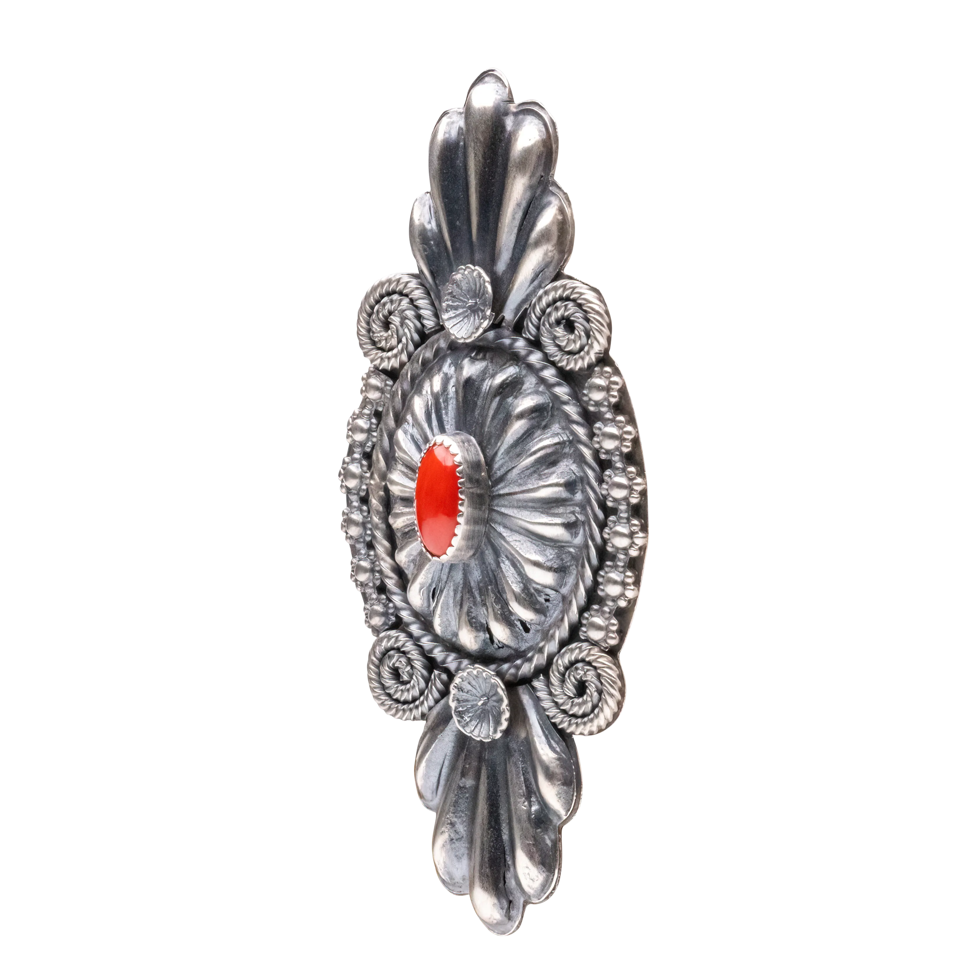 Sterling Silver with Coral Detail Ring | Hemerson Brown