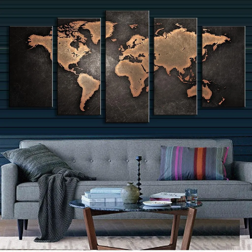 World Map in Black and Brown