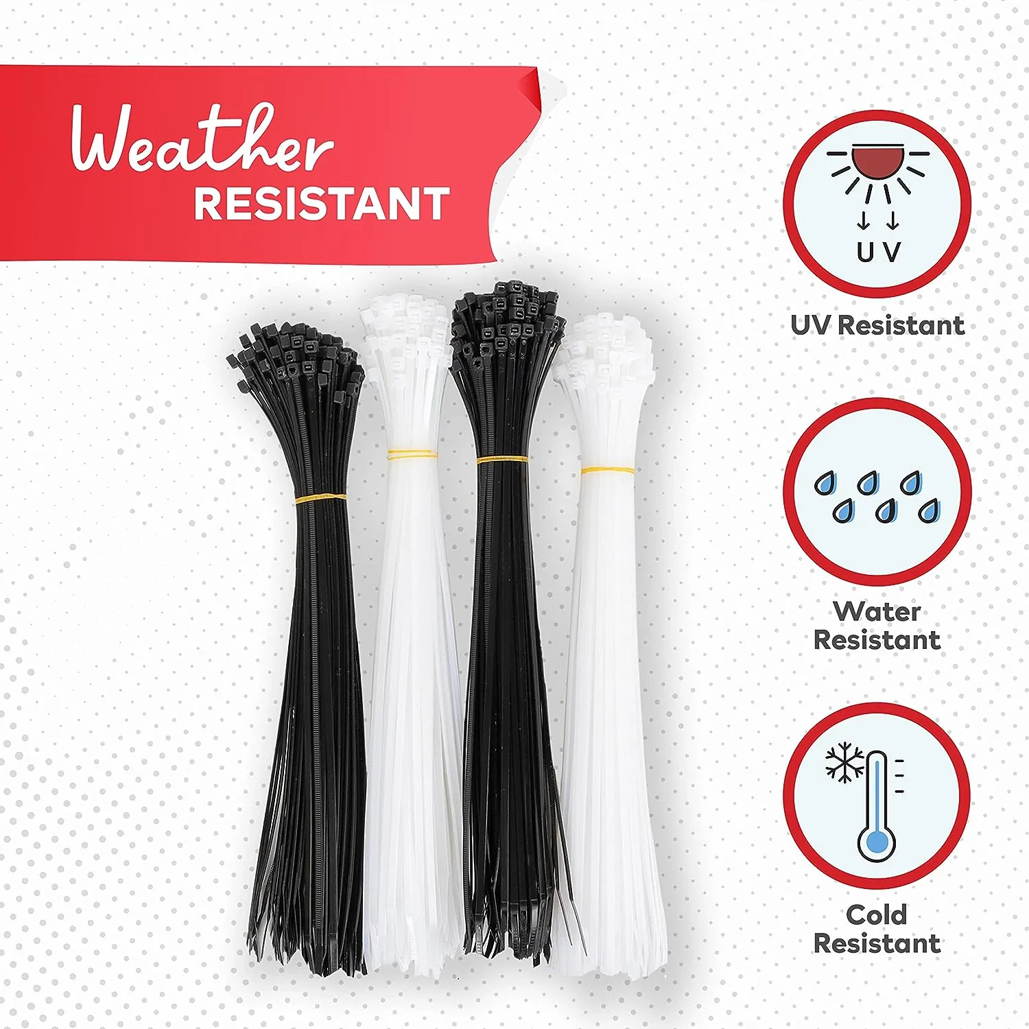XFasten Cable Ties | Black and White | 12" | 200 Pieces